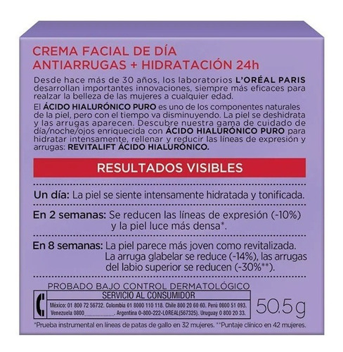Crema L'oréal Paris Ácido Hialurónic - mL a $902