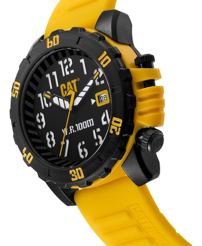 Reloj Caterpillar Barricade Lk17127117 Malla Silicona Cc Color de la malla Amarillo Color del bisel Negro Color del fondo Negro