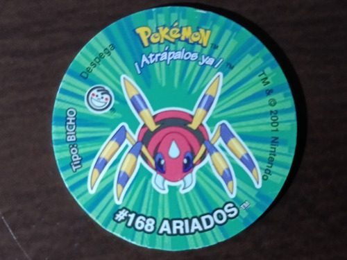 Tazo De Pokemón 3 #168 Ariados Con Sticker Sin Despegar (: (Usado)