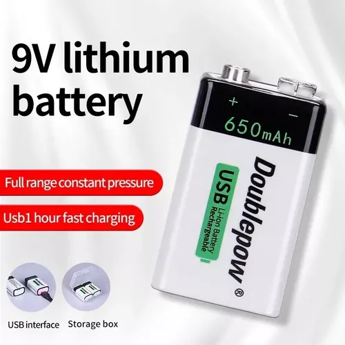 Bateria de 9v Usb Recargable 650 MAh Bateria Litio 2 unid I Oechsle -  Oechsle