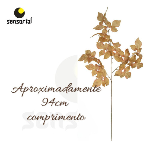 Folha Folhagem Outono Cor Palha Ocre 94cm Enfeite Arranjo Decoração Elegante Luxo Premium Desidratado Artificial