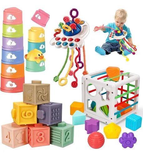 Juguetes Montessori para bebés de 6 a 12 meses | Juego de juguetes suaves 3  en 1 | Juguetes para bebés de 6 a 12 meses | Juguetes sensoriales para