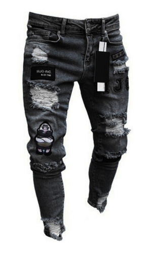 Pantalones Hip Hop Vaqueros Casuales Con Agujero Rasgado