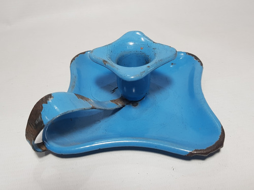 Imagen 2 de 6 de Antiguo Porta Velas Enlozado Celeste Exc Estado Mag 58710