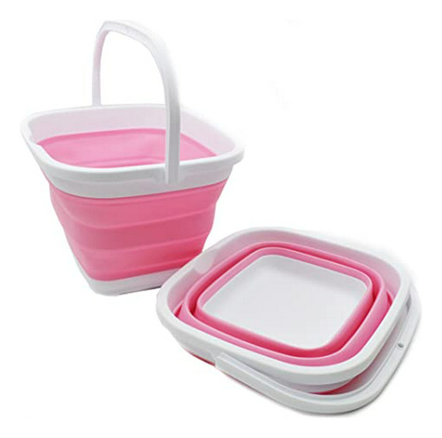 Cubo Plegable  10l (blanco/rosa) - Set 2 Uni.