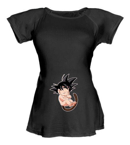 Blusa Para Embarazo Ranglan Negra - Dragon Ball Goku