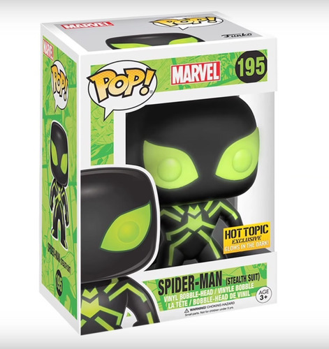 Funko Pop Spider-man Black Stealth Suit Glown In The Dark