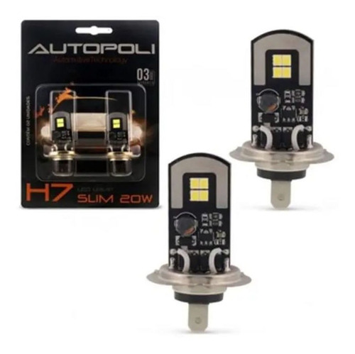 Kit Led H7 12/24v 20w 6500k Slim Branco (par) -autopoli