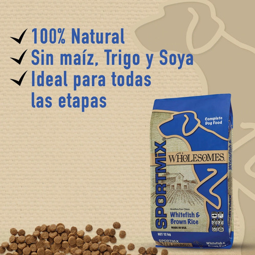 Imagen 3 de 5 de Croquetas Sportmix Wholesomes Pescado Blanco Y Arroz 12 Kg