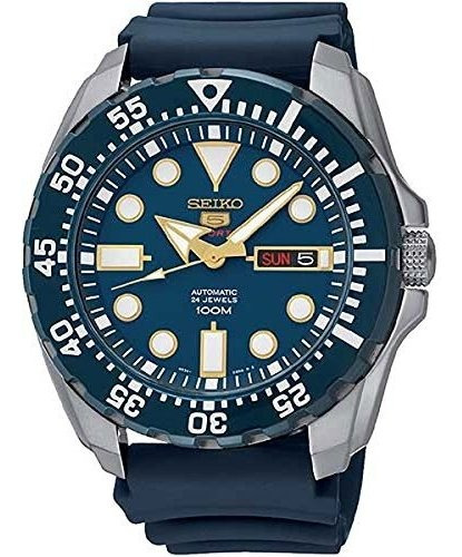 Reloj Seiko Diver Automatic Blue Dial Blue Rubber Para Hombr