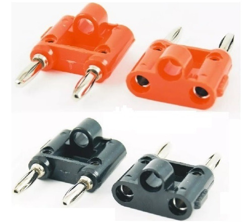 25 Plug Doble Banana Rojo + 25 Plug Doble Banana Negro