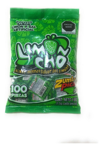 Zumba Pica Limoncho Polvo De Sal Y Limon - 100 Piezas 150 Gr