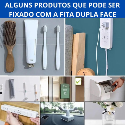 Fita Dupla Face Com 5 Unidades Cola Fixar Objetos Em Parede