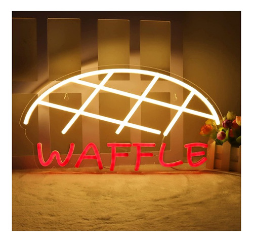 Letrero Led Neon Waffle Dulces Restaurant 23*41cm Luminoso