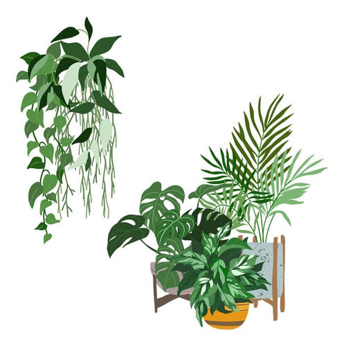 Green Plants Wall Stickers Wallpaper Potted Decals Poster