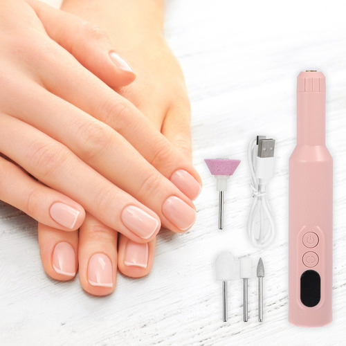 Lima De Uñas Eléctrica Kit Manicura Pedicura Rosado