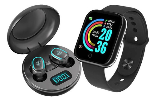 Kit Y68 Smart Watch + Audífonos Bluetooth A10