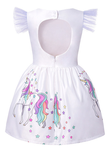 Vestido De Unicornio Con Cola Larga Y Peluca De Alas Para Ni
