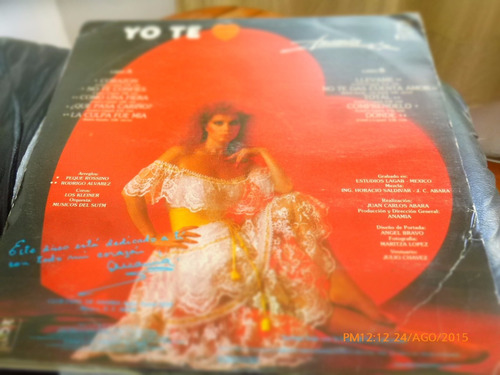 Vinilo Lp De Anamia --yo Te Amo (u1209