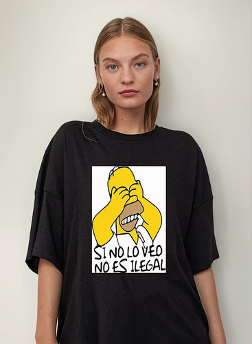 Remera Homero Si No Lo Veo No Es Ilegal Simpsons Unisex