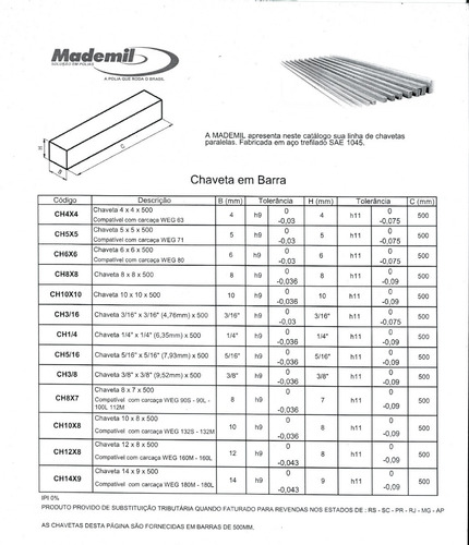 Imagem 3 de 4 de Chaveta Quadrada Aço 1045 - 5 X 5 X500mm