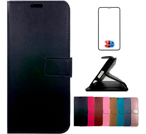 Kit Película 3d + Capa Carteira Flip Para Redmi 13c 12c 10c