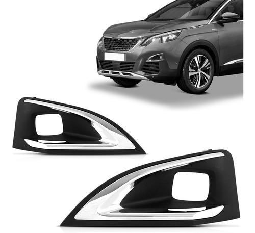 Kit Moldura Farol Milha Peugeot 3008 17 18 19 Ld/le Com Furo