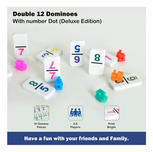 Smilejoy Double 12 Colorido Number Dot Dominoes, Juego De De