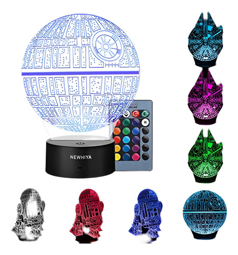 3d Illusion Star Wars Night Light, Three Pattern Y 7 Colores