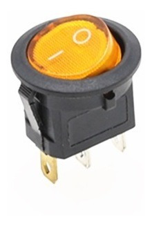 Switch Interruptor Redondo On/off Led 12v 3pin 20a Amarillo