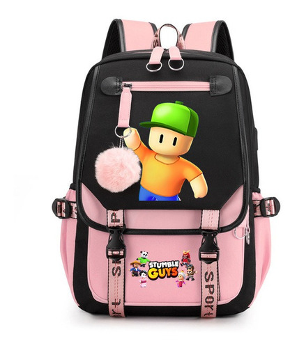 Mochila De Viaje Usb Para Estudiantes Con Diseño Stumble Guy