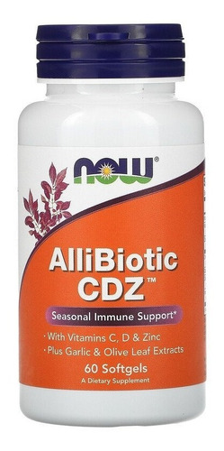 Now Foods AlliBiotic CDZ - Apoyo Inmune Sauco-ajo - 60 Cápsulas - Sin Sabor