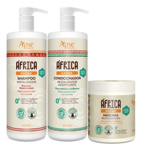 Kit Shampoo Condicionador E Máscara África Baobá Apse