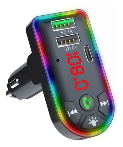 Transmisor Fm F7 Bt 5.0 Auto Cargador Sd Usb Led Multicolor