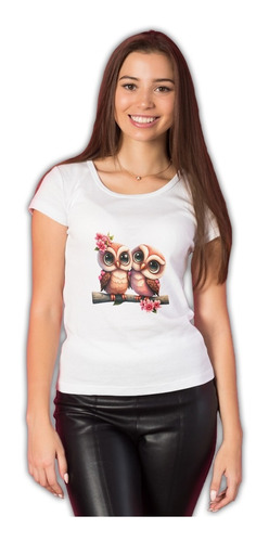 Playera Sublimada Love Chibi Owl Buhos Amor