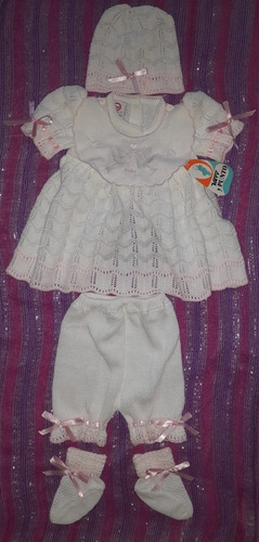 Imagen 5 de 10 de Vestido Tejido Ajuar Niña Bebe