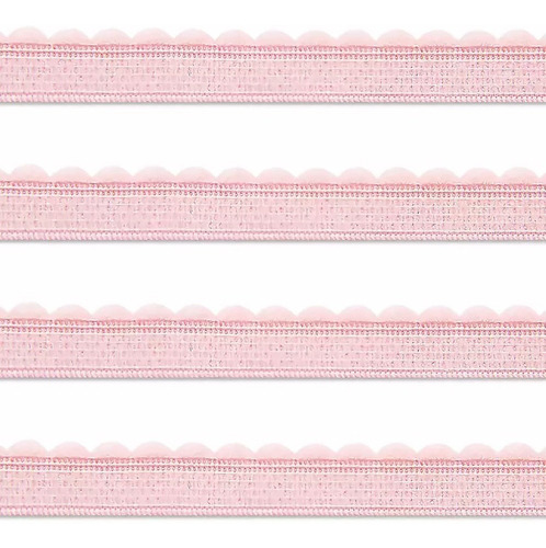 Elástico Para Langerie Tulipa 12 11mm Com 50mts Sutiã Pijama Cor Rosa Desenho Do Tecido Liso