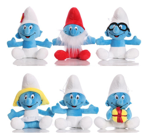 6pcs/set Smurf Peluche Muñeca Juguete Niños Cumpleaño Regalo