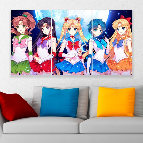 Cuadro Triptico Chicas Sailor Moon Anime Art