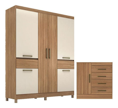 Cômoda Montevidéu E Guarda Roupa Casal Mauá Amêndola Off