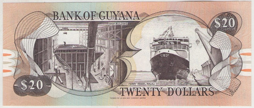 Billete Guyana 20 Dolares 1966-89 Pick 27 S/c