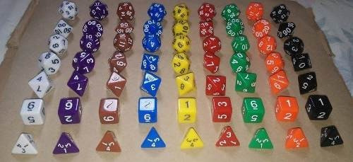 Jogo Dados Rpg 7 Sete Peças D4, D6, D8, D10, D10%, D12 E D20