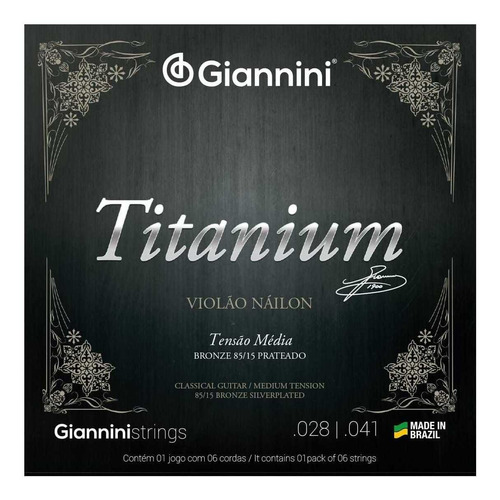 Encordoamento Violao Giannini Titaniun 85/15 Prateado Genwtm