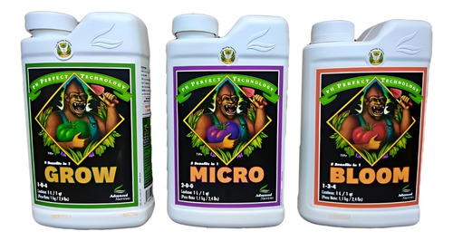 Bases Micro Grow Bloom Ph Perfect Advanced Nutrients 1 Lt