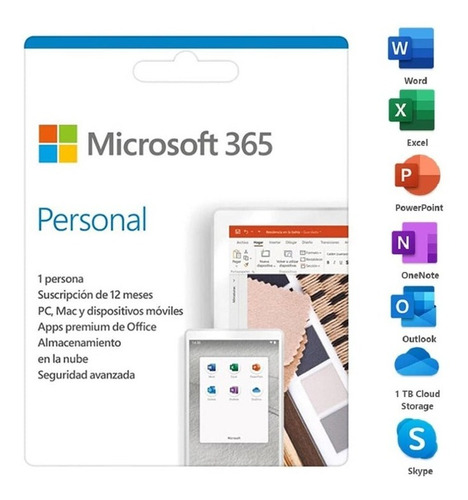 Microsoft 365 Personal 1 Año 1 Pc Mac Tablet Español