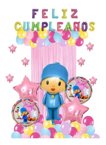 Globo Pocoyo Metalizado Decoración Fiesta Niño/niña X 64 Pcs