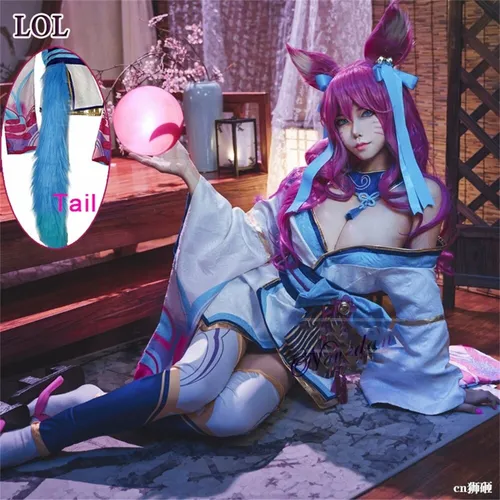 Lol Spirit Blossom Ahri Cosplay Tail Costume Lol Ahri Wig Ha