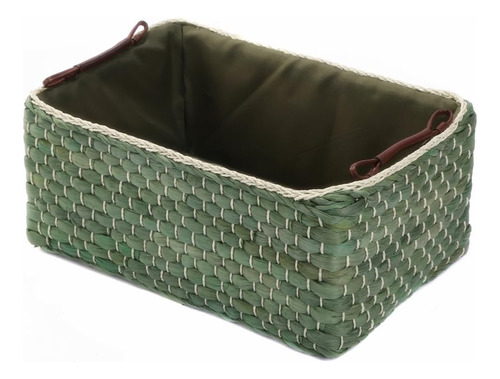 Cesta Tejida De Maíz Para Cajones,  (verde, Grande)