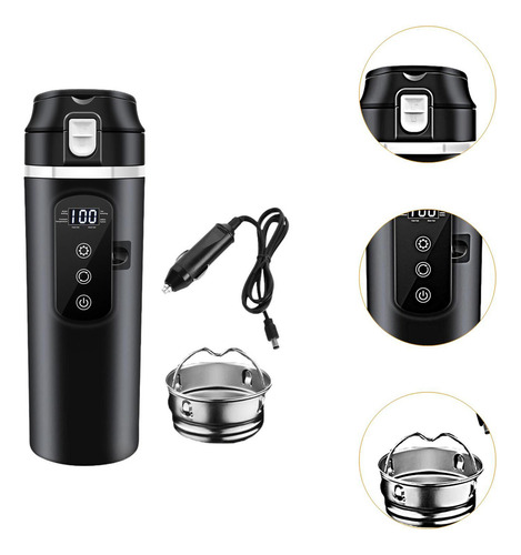 Hervidor De Agua Para Coche De 12v/24v, Taza Aislada, Negro