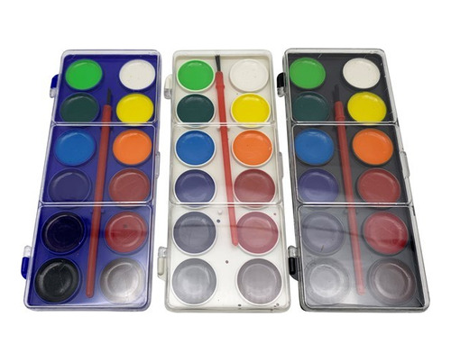 Acuarelas Pinturas Paleta Para Niños X 12 Colores C/ Pincel 